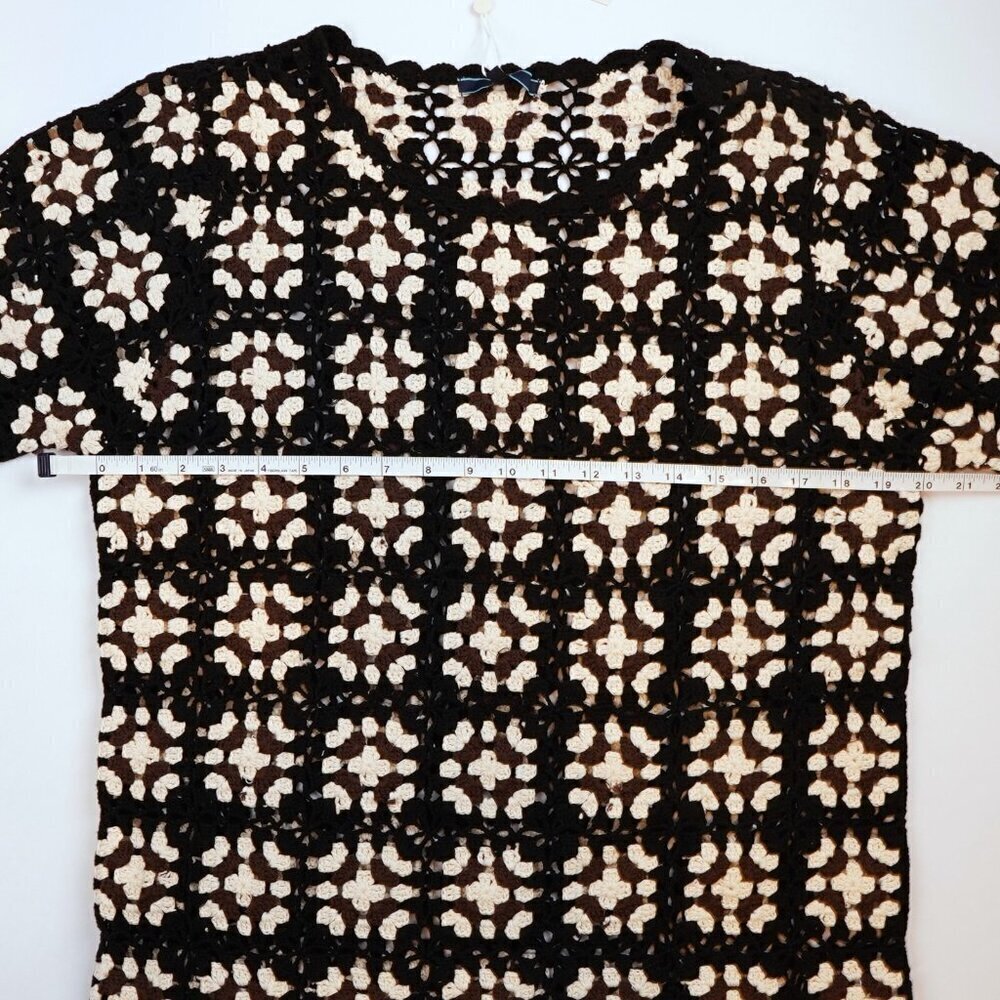 Shore Brand Crochet Mini Dress Coverup Black Brown Cream - Size Small - NWT - Picture 8 of 9